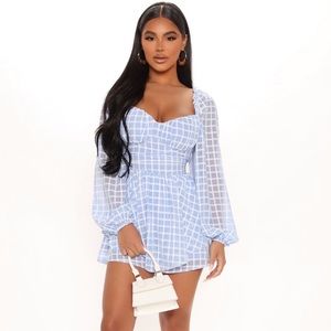 Plaid Romper - Blue - New but w/o tag
